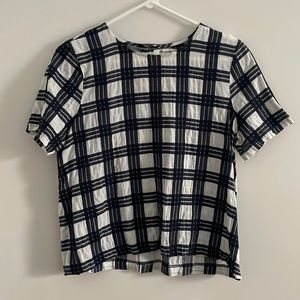 Madewell Windowpane Short Sleeve Top